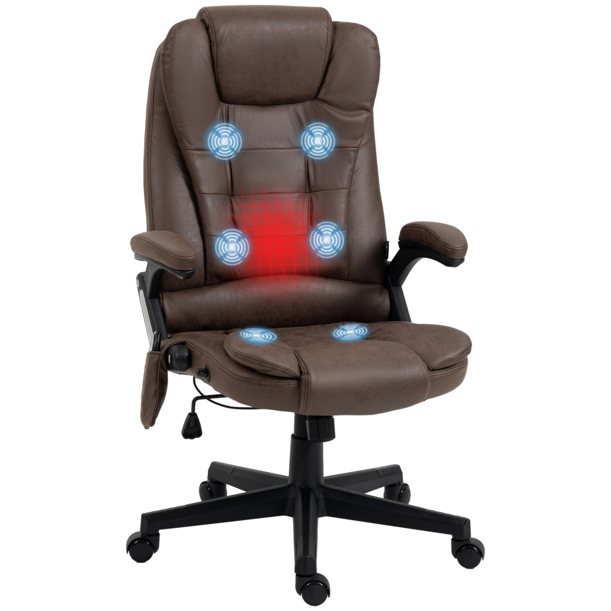 Picture of 212 Main 921-171V85CF Linen High Back Office Desk Chair&#44; Reclining Backrest&#44; Padded Armrests & Remote Homcom 6 Point Vibrating Heated Massage Office Chair&#44; Coffee