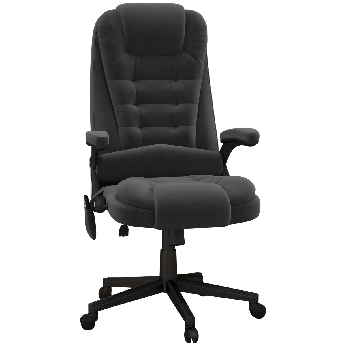 Linen High Back Office Desk Chair & Reclining Backrest, Padded Armrests & Remote Homcom 6 Point Vibrating Heated Massage Office Chair, Black