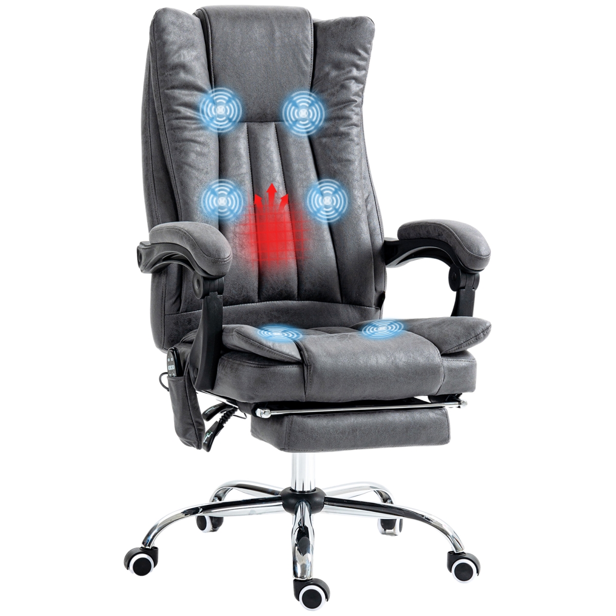 Picture of 212 Main 921-246V81DB Vinsetto Microfiber Office Chair&#44; High Back Computer Chair with 6 Points & Heat&#44; Adjustable Height & Footrest&#44; Dark Blue