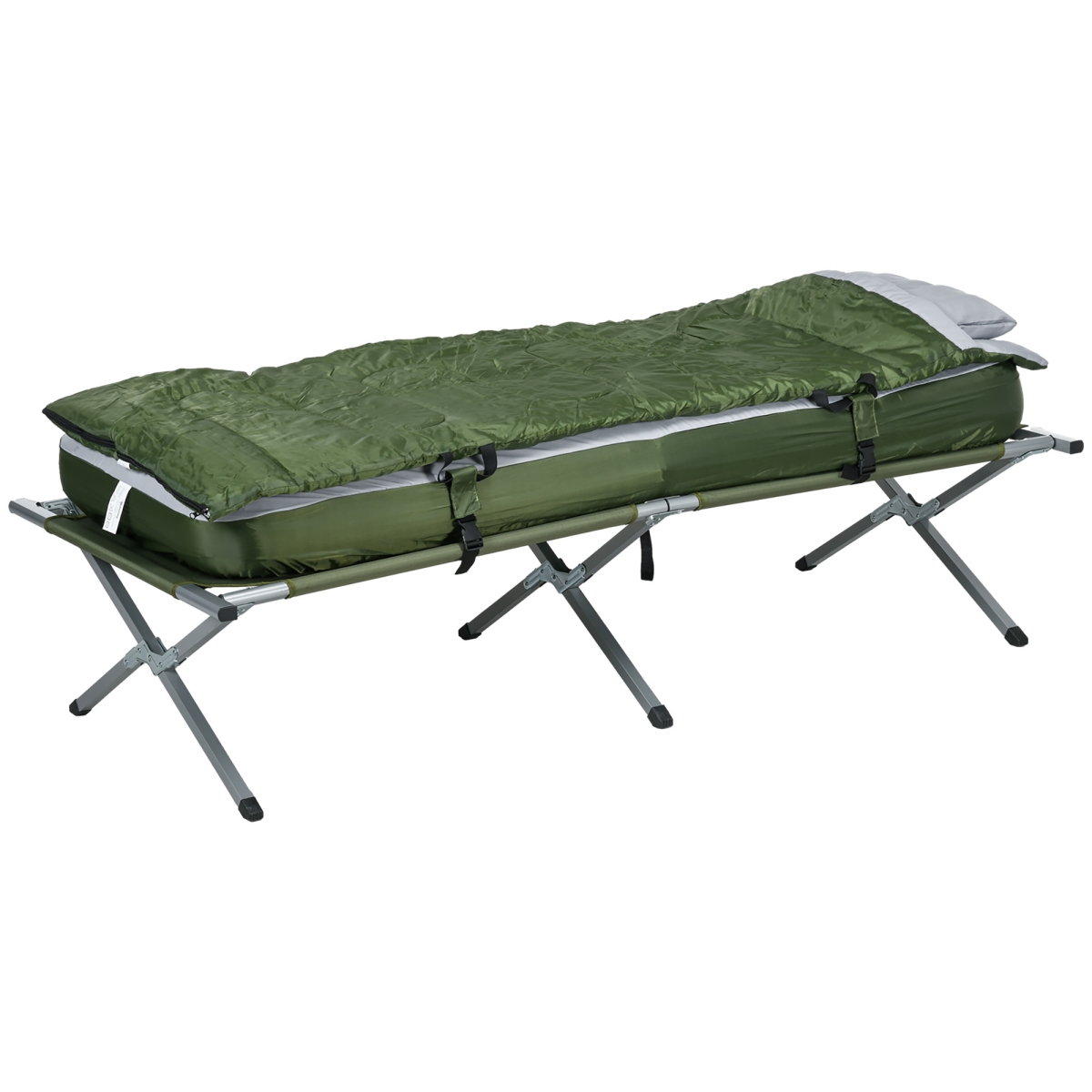 Picture of 212 Main A20-331V00GN Outsunny Folding Camping Cot with Mattress&#44; Sleeping Bag&#44; Pillow & Carry Bag&#44; Comfortable & Portable&#44; for Travel Camp&#44; Beach