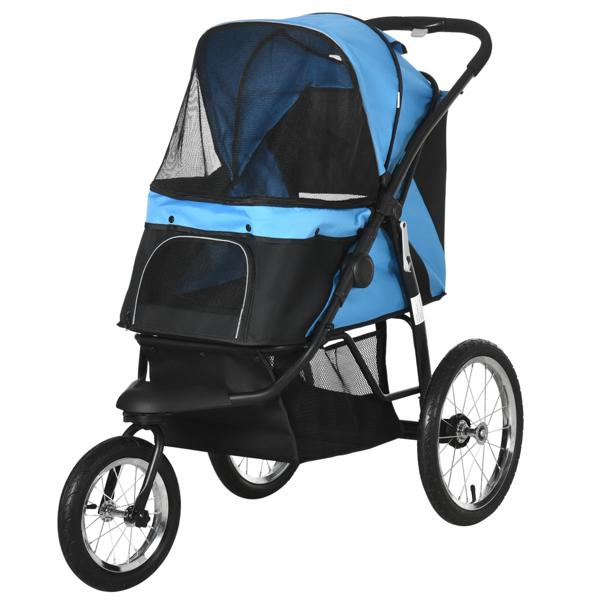Picture of 212 Main D00-164V00BU PawHut Pet Stroller for Small & Medium Dogs&#44; 3 Big Wheels Foldable Cat Stroller with Adjustable Canopy&#44; Safety Tether&#44; Storage Basket&#44; Blue