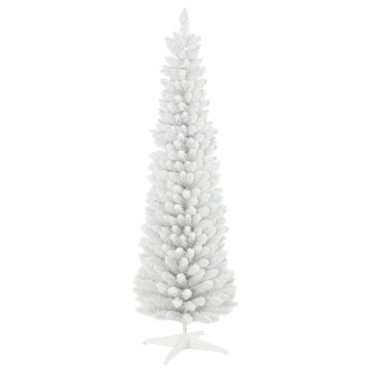 Picture of 212 Main 830-567V02WT 6 ft. Homcom Snow Flocked Artificial Pencil Christmas Tree&#44; Slim Christmas Tree with Realistic Branches & Plastic Base Stand for Indoor Decoration&#44; White