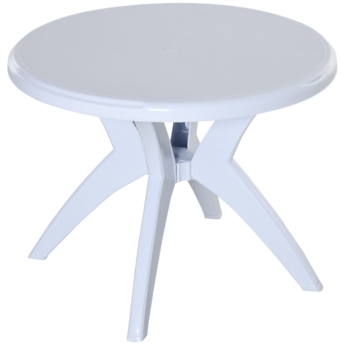 Picture of 212 Main 84B-717WT Outsunny Patio Dining Table with Umbrella Hole Round Outdoor Bistro Table for Garden Lawn Backyard&#44; White