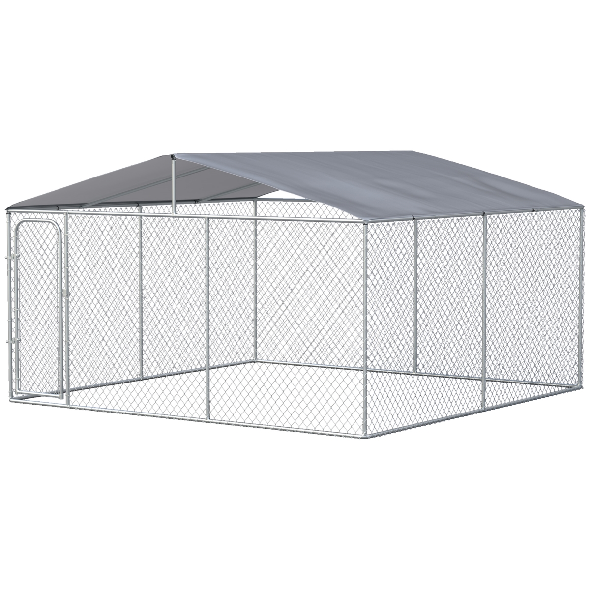 Picture of 212 Main D02-049V04SR 13 x 13 x 7.5 ft. PawHut Outdoor Dog Kennel Galvanized Steel Fence with Cover Secure Lock Mesh Sidewalls for Backyard