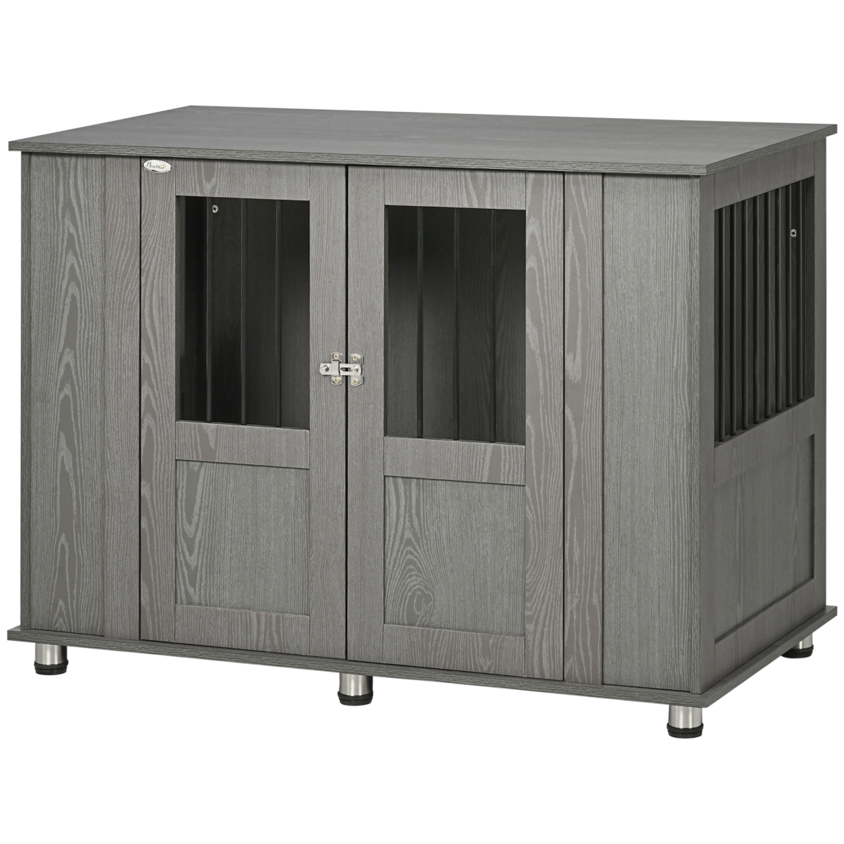 Picture of 212 Main D02-074V81GY PawHut Dog Crate Furniture&#44; Wooden End Table Furniture with Lockable Magnetic Doors&#44; Extra Large Size Pet Kennel Dog Cage&#44; Gray