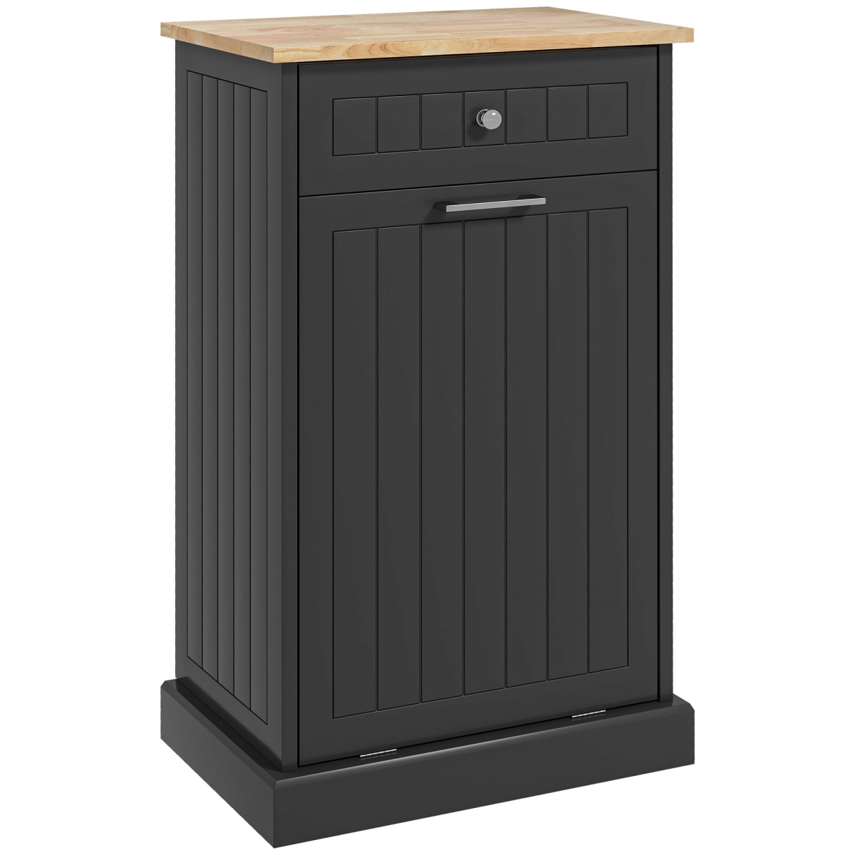 801-176V80BK Homcom Kitchen Free Standing Recycling Trash Bin Cabinet with Can Holder & Drawer, Black