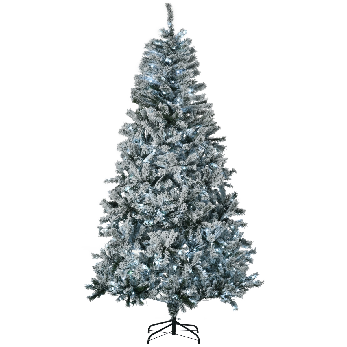 Picture of 212 Main 830-721V81GN 7.5 ft. Homcom Prelit Artificial Flocked Christmas Trees with Snow Frosted Branches&#44; Cold White LED Lights&#44; Auto Open&#44; Green