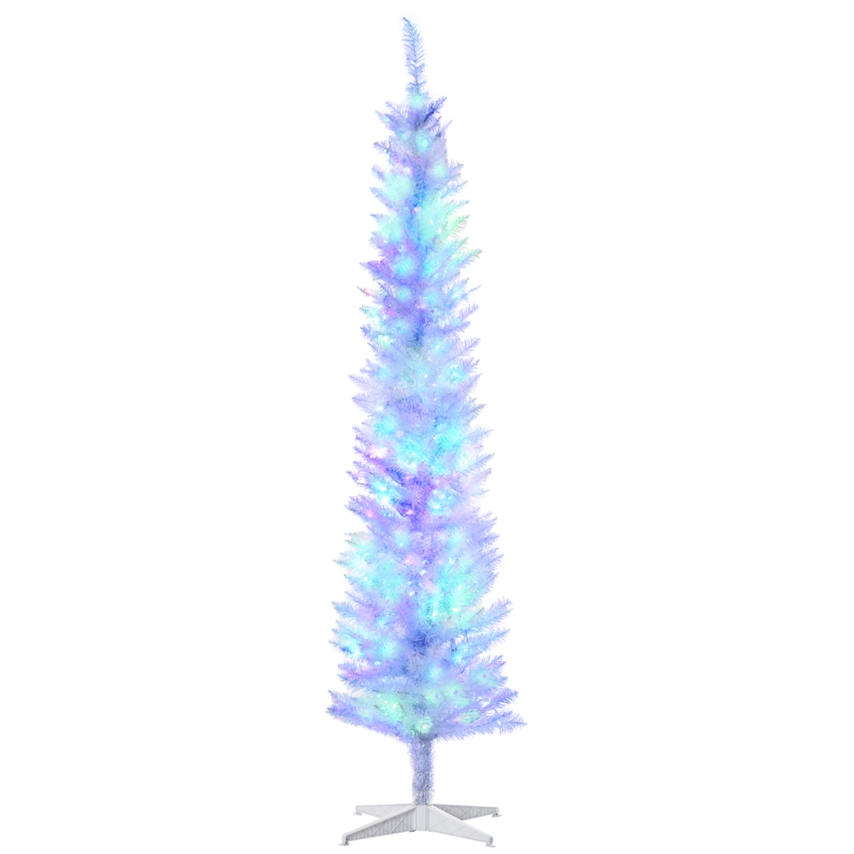 Picture of 212 Main 830-731V81WT 7 ft. Homcom Pre-lit Pencil Christmas Trees&#44; Pencil Artificial Christmas Tree with Colorful Surface Branches&#44; Colorful LED Lights&#44; White