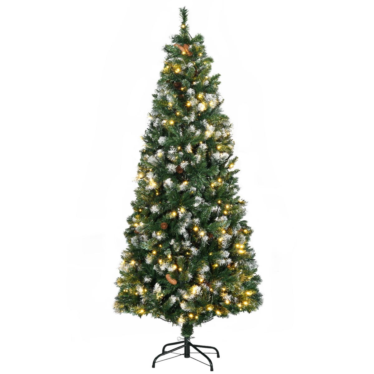 Picture of 212 Main 830-732V80GN 6 ft. Homcom Skinny Prelit Artificial Christmas Tree with 703 Snow-Dipped Branches&#44; 250 Warm White LED Lights&#44; Auto Open&#44; Colorful Powder&#44; Green