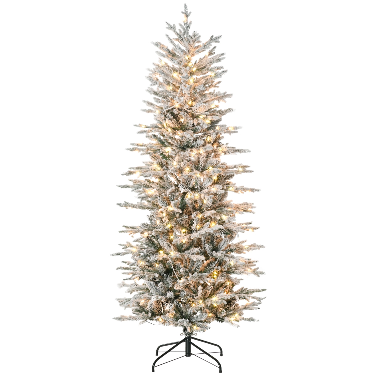 Picture of 212 Main 830-761V80GN 6 ft. Homcom Prelit Focked Christmas Tree with Snow Branches&#44; Warm Yellow Clear Lights & Auto Open&#44; Extra Bulb
