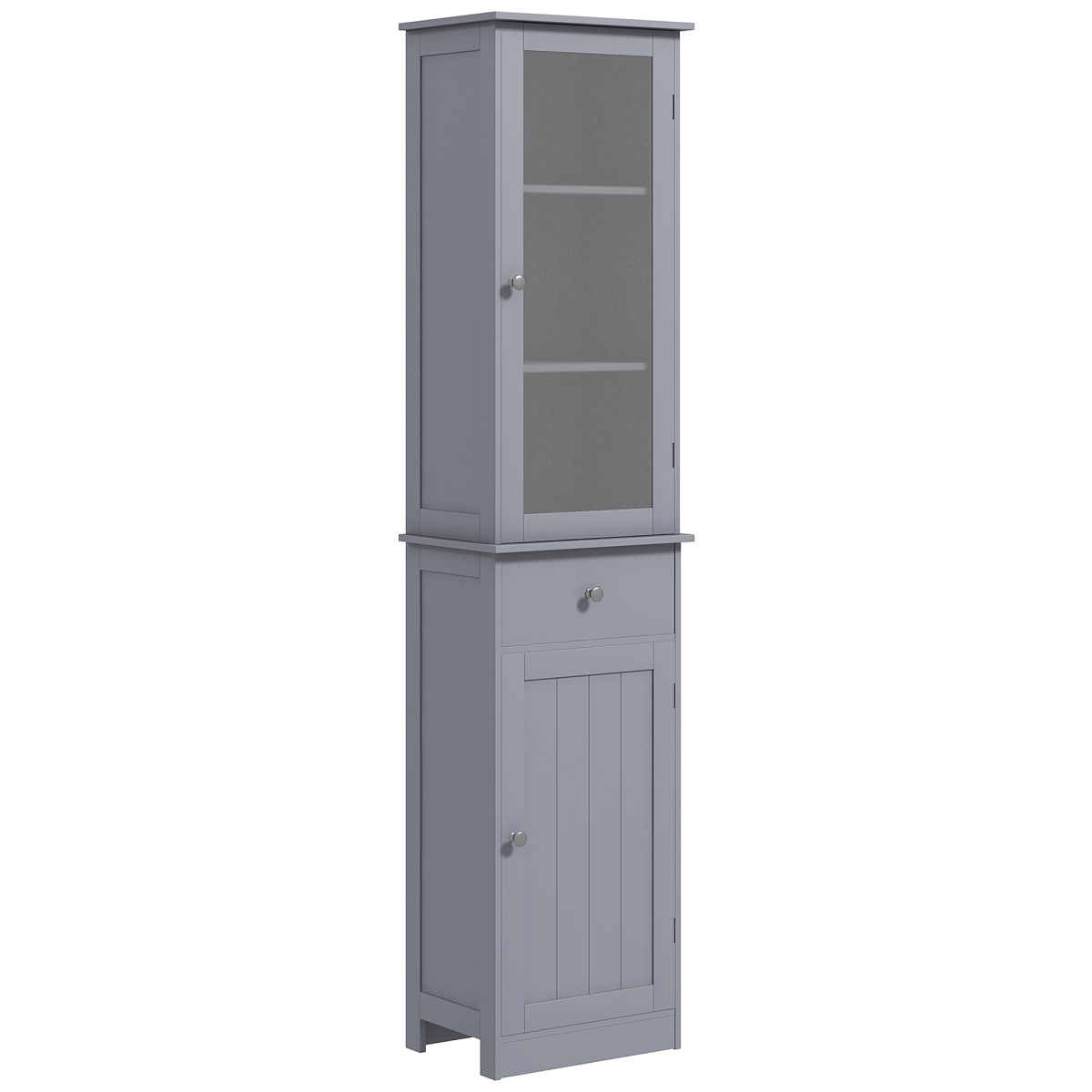 Picture of 212 Main 834-291V80GY kleankin Tall Bathroom Cabinet&#44; Narrow Storage Cabinet with Acrylic Door&#44; Drawer & 3 Shelves&#44; Gray