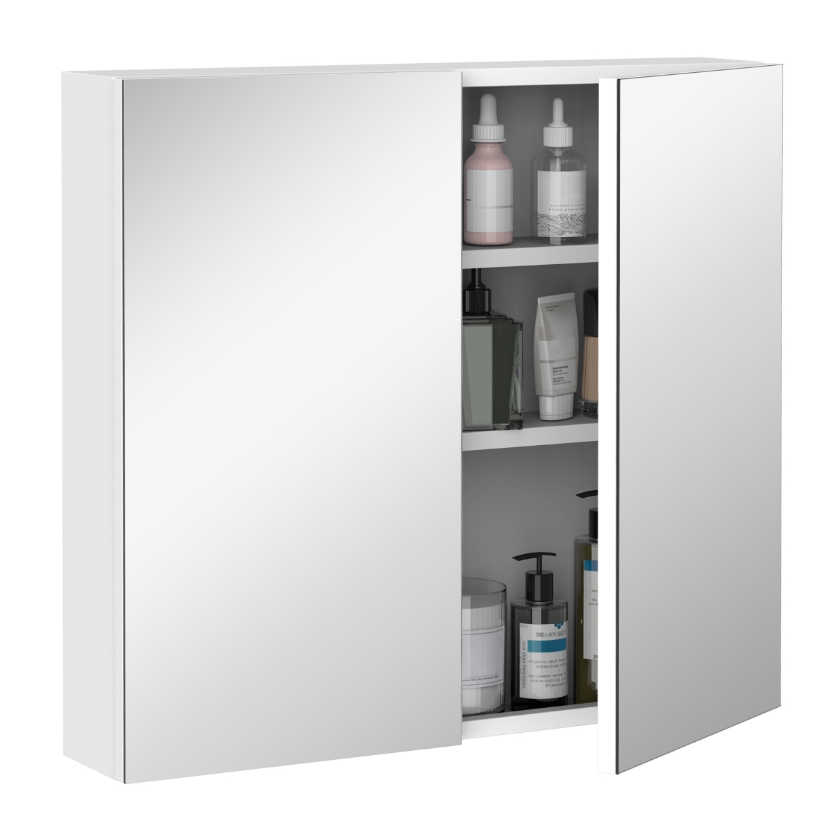 Picture of 212 Main 834-299 24 x 22 in. kleankin Bathroom Mirrored Cabinet Steel Frame Medicine Cabinet&#44; Wall-Mounted Storage Organizer with Double Doors&#44; White