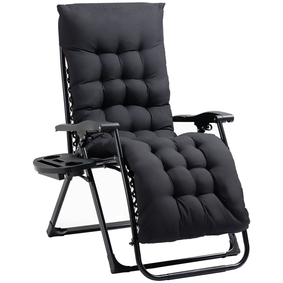 Picture of 212 Main 84B-803BK Outsunny Padded Zero Gravity Folding Recliner Chair with Cup Holder Cushion&#44; Black