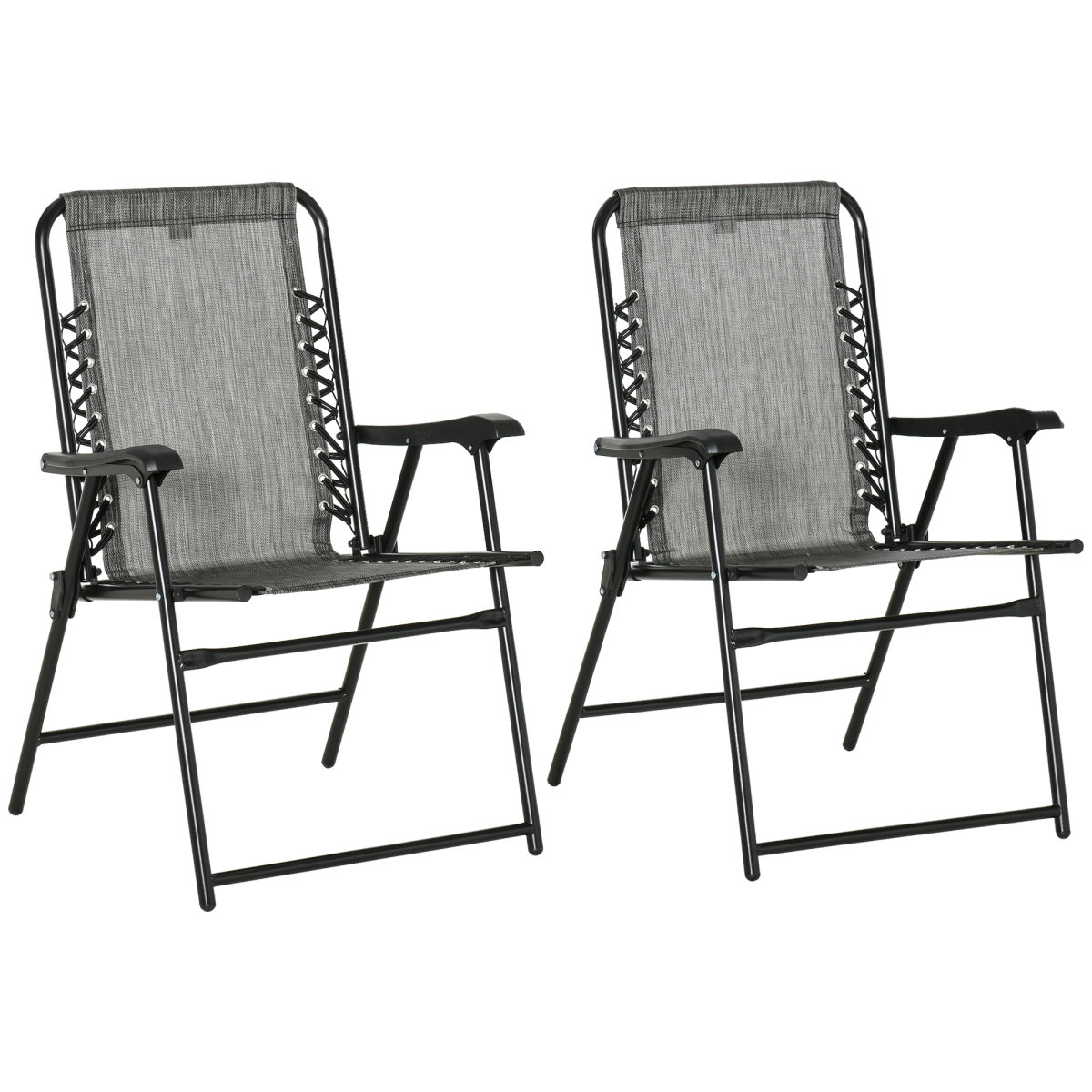 Picture of 212 Main 84B-811GY Outsunny Outdoor Folding Chair Set&#44; Portable Capping Chairs with Armrest for Patio&#44; Pool & Beach&#44; Gray - 2 Piece