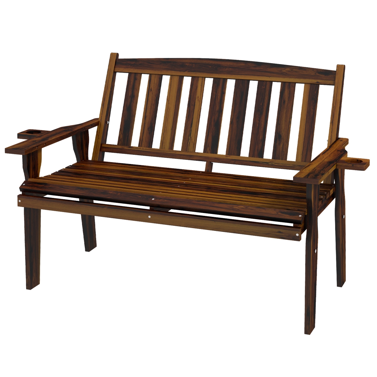 Picture of 212 Main 84G-211V00TN Outsunny Wooden Outdoor Bench with Slatted Armrests & Back&#44; Patio Bench for Lawn&#44; Park & Deck&#44; Carbonized