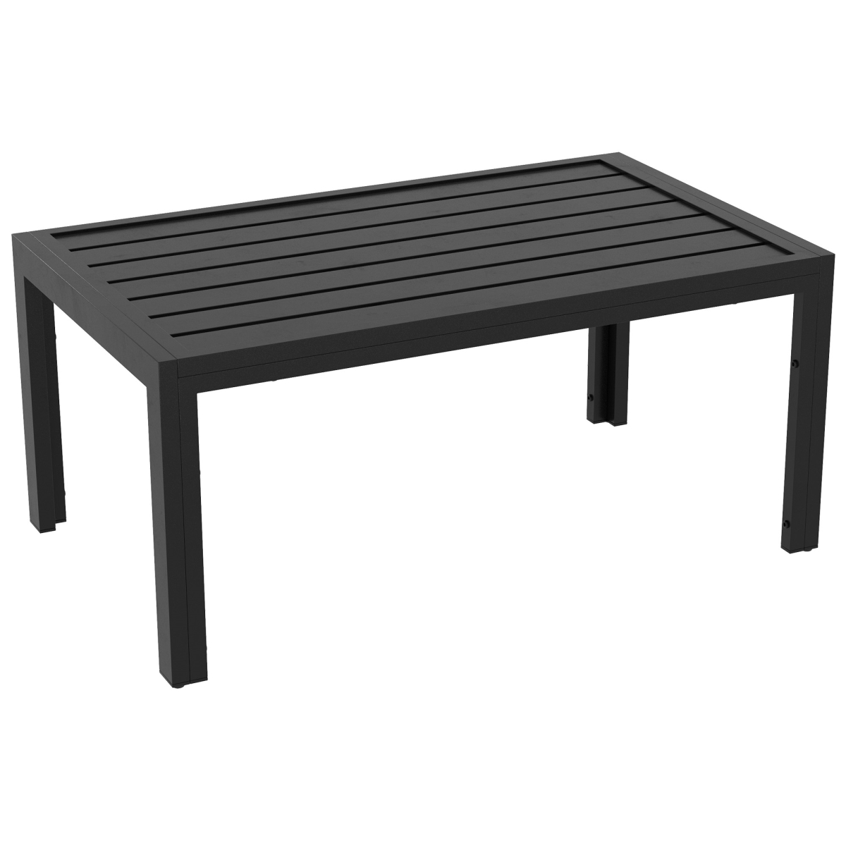 Picture of 212 Main 84G-291V00BK Outsunny Outdoor Coffee Table&#44; Rectangular Patio Side Table with Steel Frame & Slat Tabletop for Garden&#44; Balcony&#44; Black