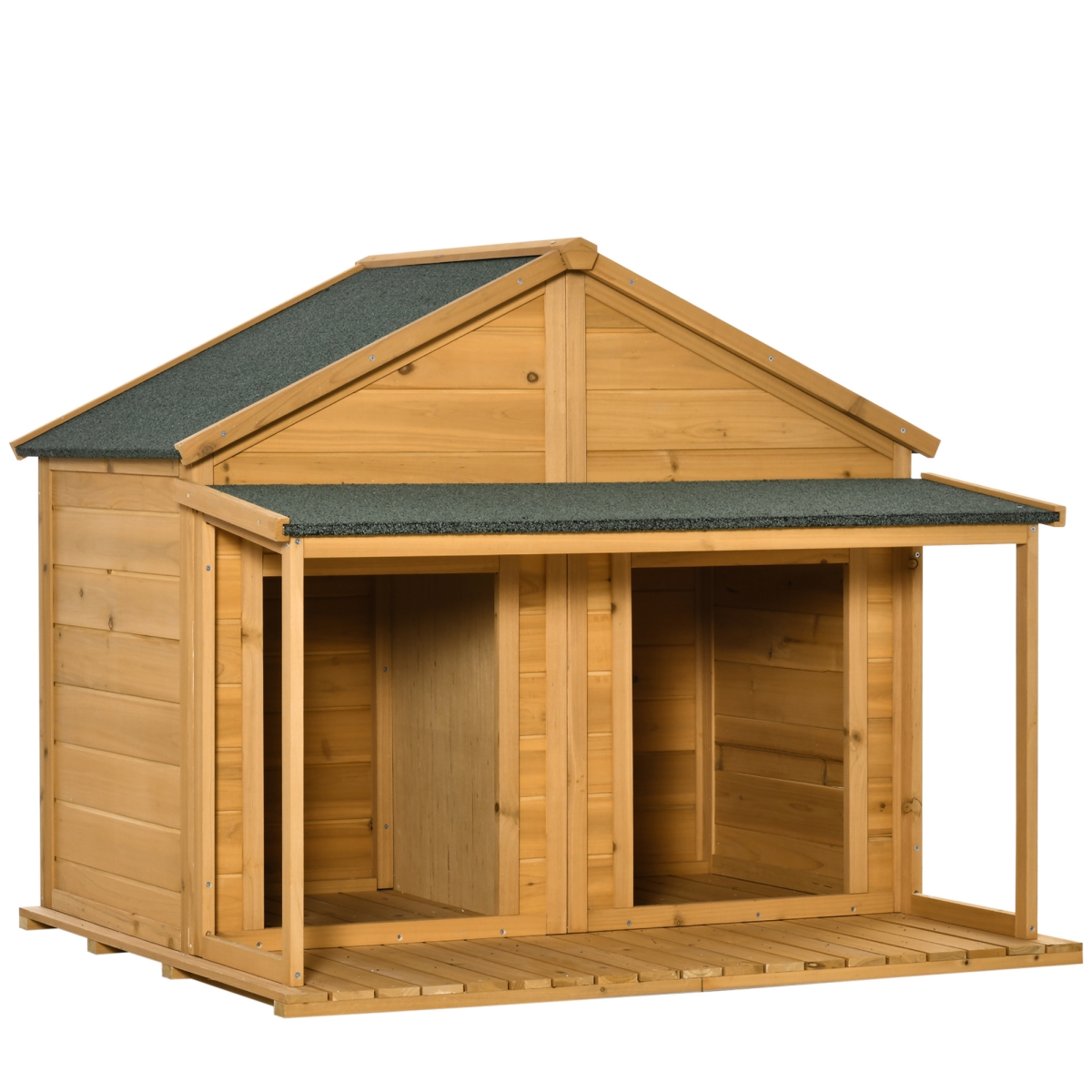 Picture of 212 Main D02-099 PawHut Wooden Dog House Outdoor for 2 Medium Small Dogs with Porch