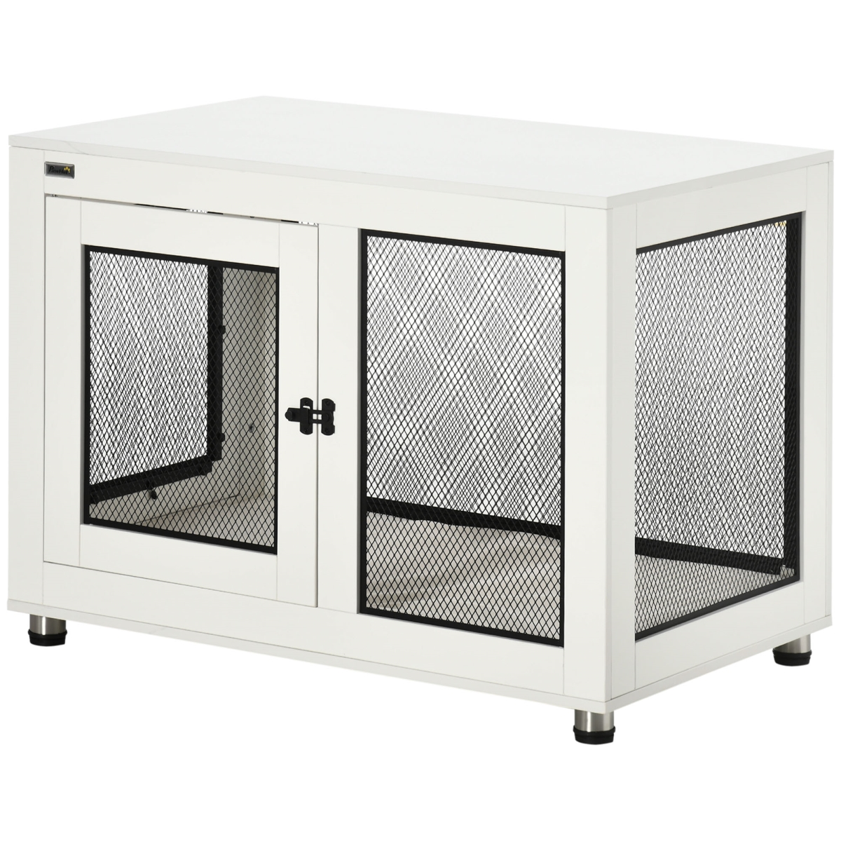 Picture of 212 Main D02-132V00WT 37 in. PawHut Dog Crate Furniture with Water-Resistant Cushion & Double Doors&#44; Dog Cage End Table for Large Dogs&#44; White