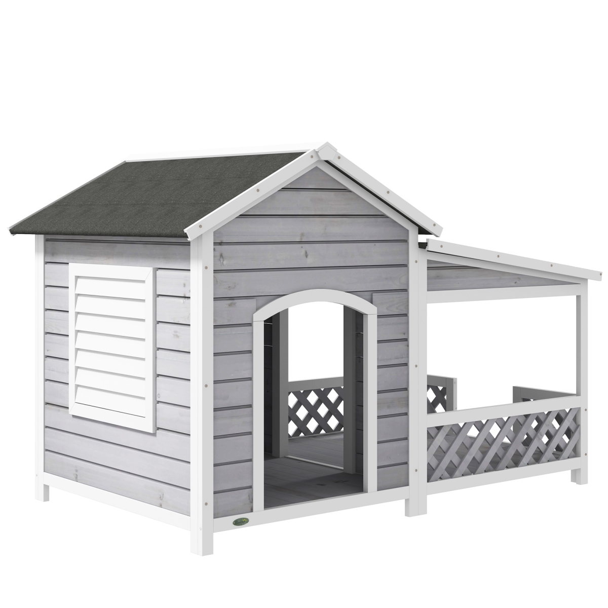 Picture of 212 Main D02-147V00LG PawHut Outdoor Dog House with Porch&#44; Cabin Style with Asphalt Roof&#44; Doors & Shutter Window for Medium & Large Size Dog