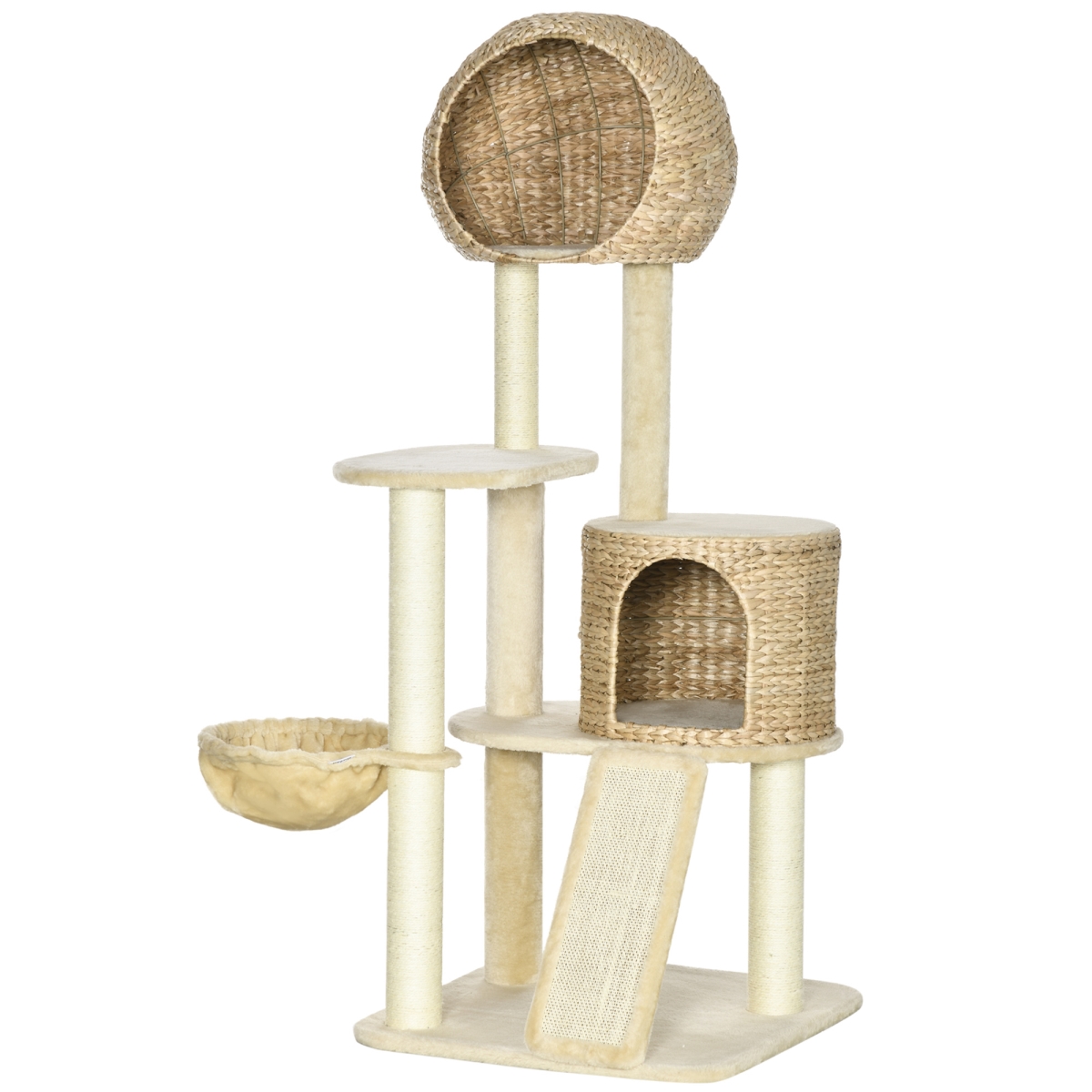 Picture of 212 Main D30-604V00BG 59 in. PawHut Cat Tree for Indoor Cats&#44; Cat Tower with Cat Condo&#44; Hammock&#44; Perches & Scratching Posts&#44; Ramp - 23.5 x 23.5 x 59 in.