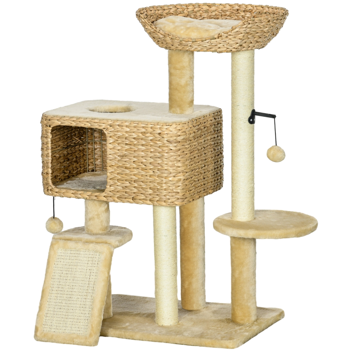 Picture of 212 Main D30-713V00BG PawHut Cat Tree for Indoor Cats with Scratching Posts&#44; Condo Cat Tower&#44; Beige