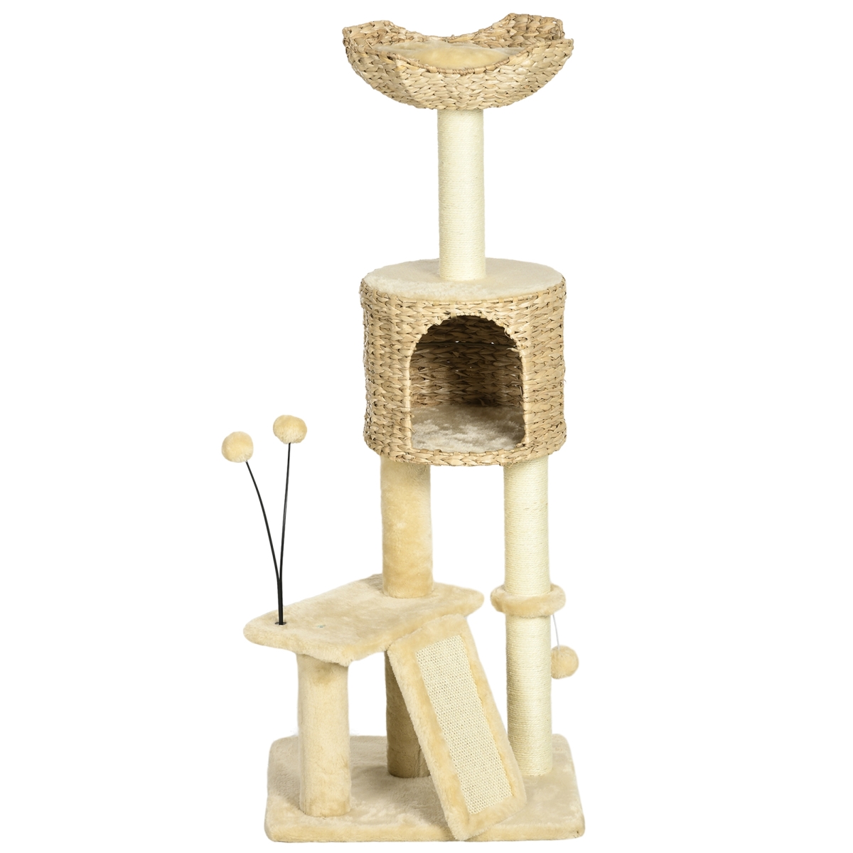 Picture of 212 Main D30-721V00BG PawHut Cat Tree for Indoor Cats with Scratching Posts&#44; Condo Cat Tower&#44; Beige