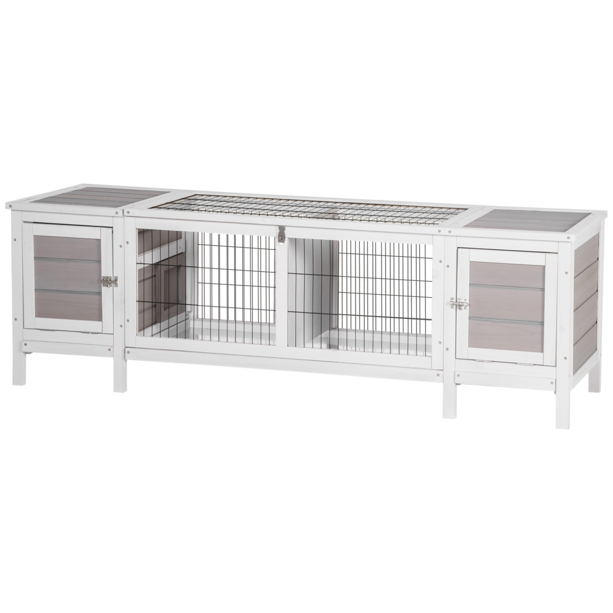Picture of 212 Main D51-300 PawHut Rabbit Hutch&#44; Bunny Cage&#44; Guinea Pig House with Pull-Out Tray & Divided Board for Indoor&#44; White