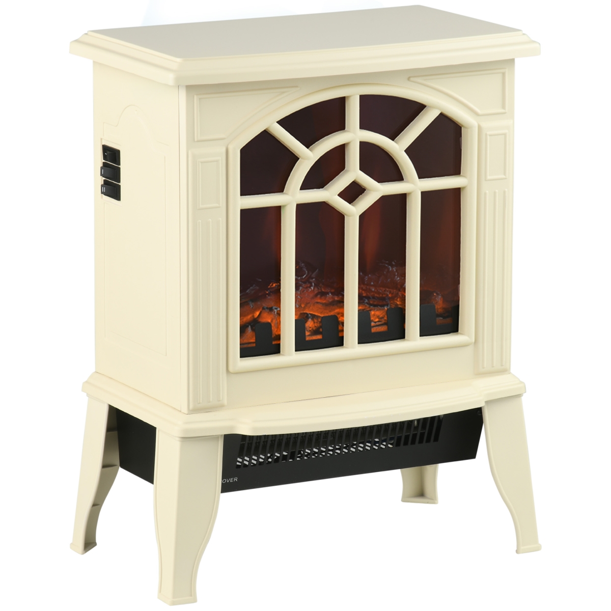 Picture of 212 Main 820-129V80CW 18 in. 750-1500W Homcom Electric Fireplace Heater with Small FirePlace&#44; Realistic LED Flames&#44; Logs&#44; Overheating Protection - Cream White