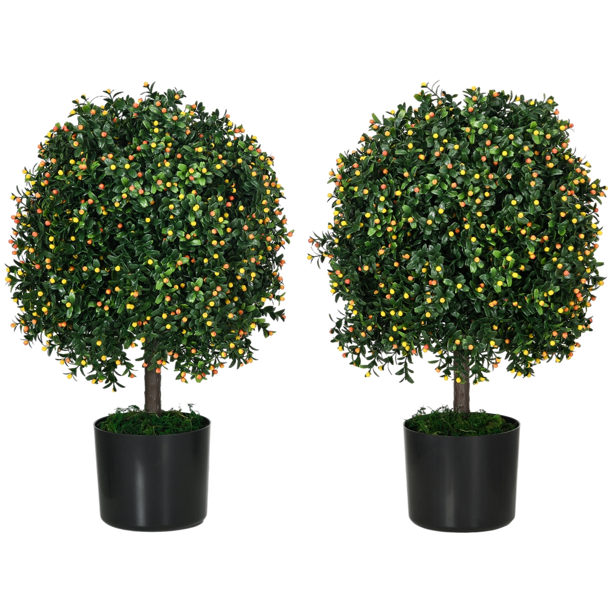 Picture of 212 Main 830-796V00OG 20.75 in. Homcom Artificial Ball Boxwood Topiary Trees with Pot & Orange Fruits&#44; Fake Plants for Home Office & Living Room Decor - Pack of 2
