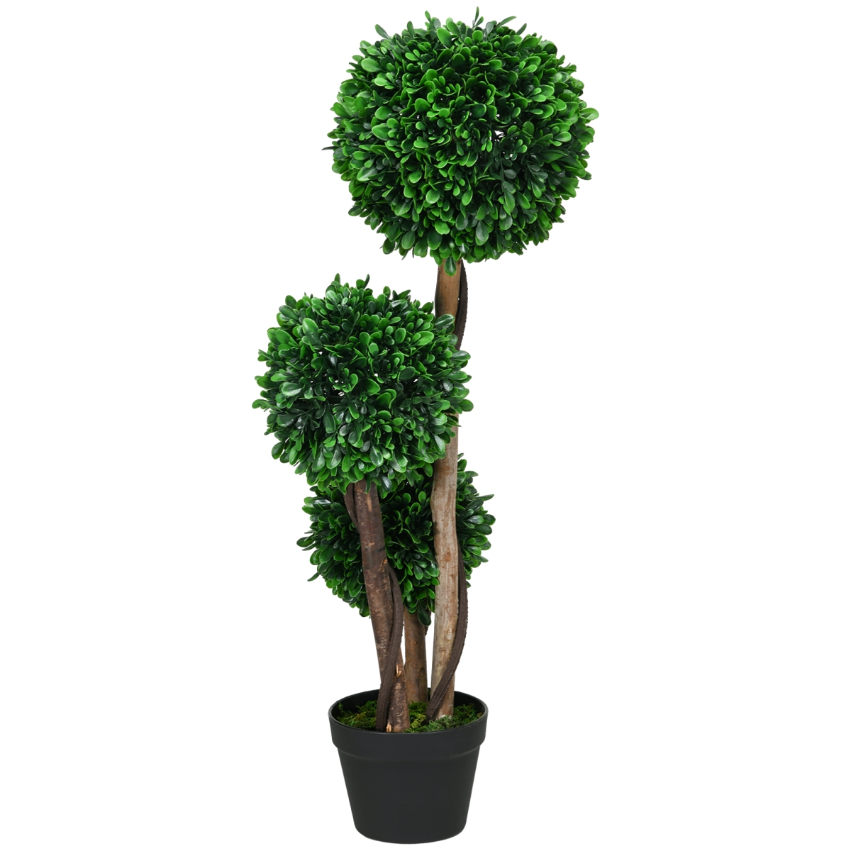 Picture of 212 Main 830-806V00GN 3 ft. Homcom Artificial Tree&#44; Triple Ball Boxwood Topiary with Pot & Sandalwood Leaves for Indoor & Outdoor Home
