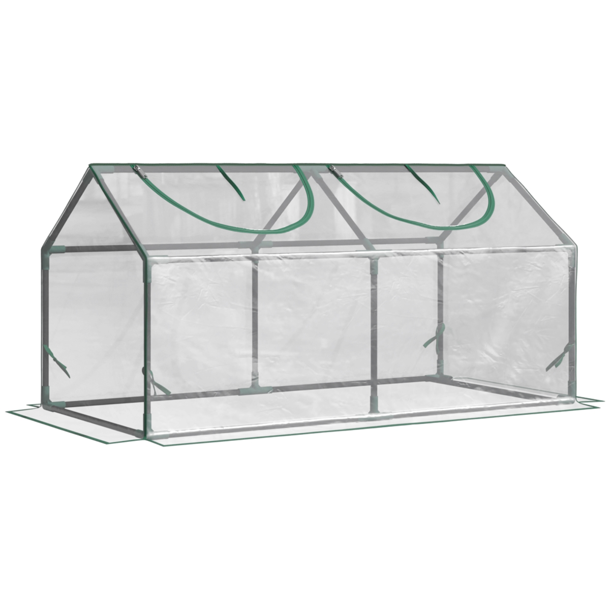 4 x 2 x 2 ft. Outsunny Mini Greenhouse, Small Greenhouse with PVC Cover, Roll-up Zippered Windows for Indoor & Outdoor Garden, Clear