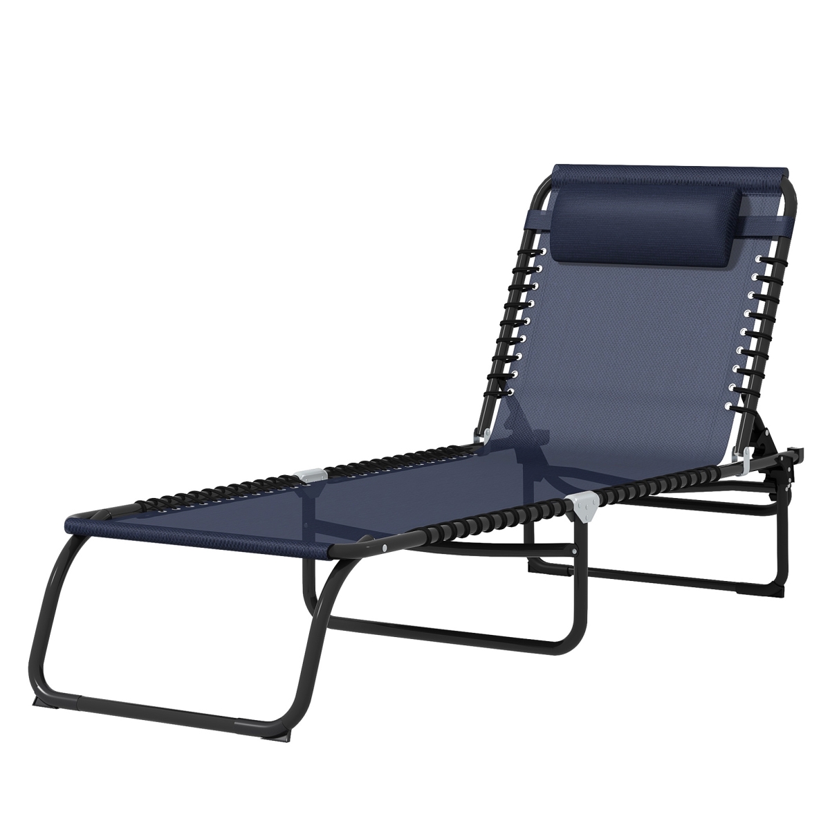 Picture of 212 Main 84B-206V03DB Outsunny 4-Position Reclining Beach Chair Chaise Lounge Folding Chair&#44; Dark Blue
