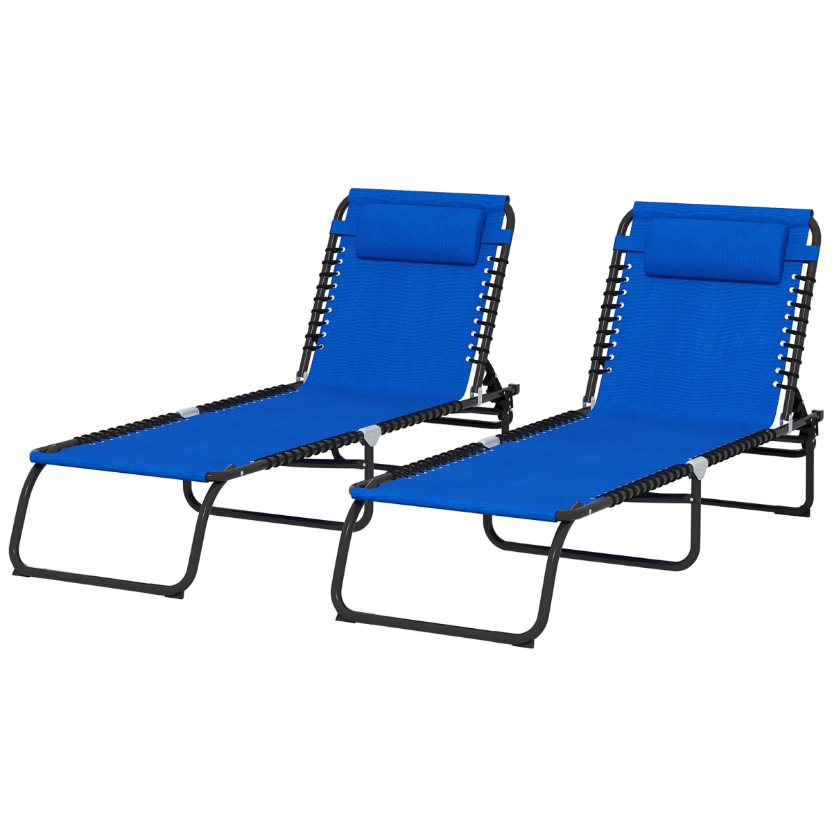Picture of 212 Main 84B-206V04BU Outsunny 4-Position Reclining Beach Chair Chaise Lounge Folding Chair&#44; Blue - 2 Piece