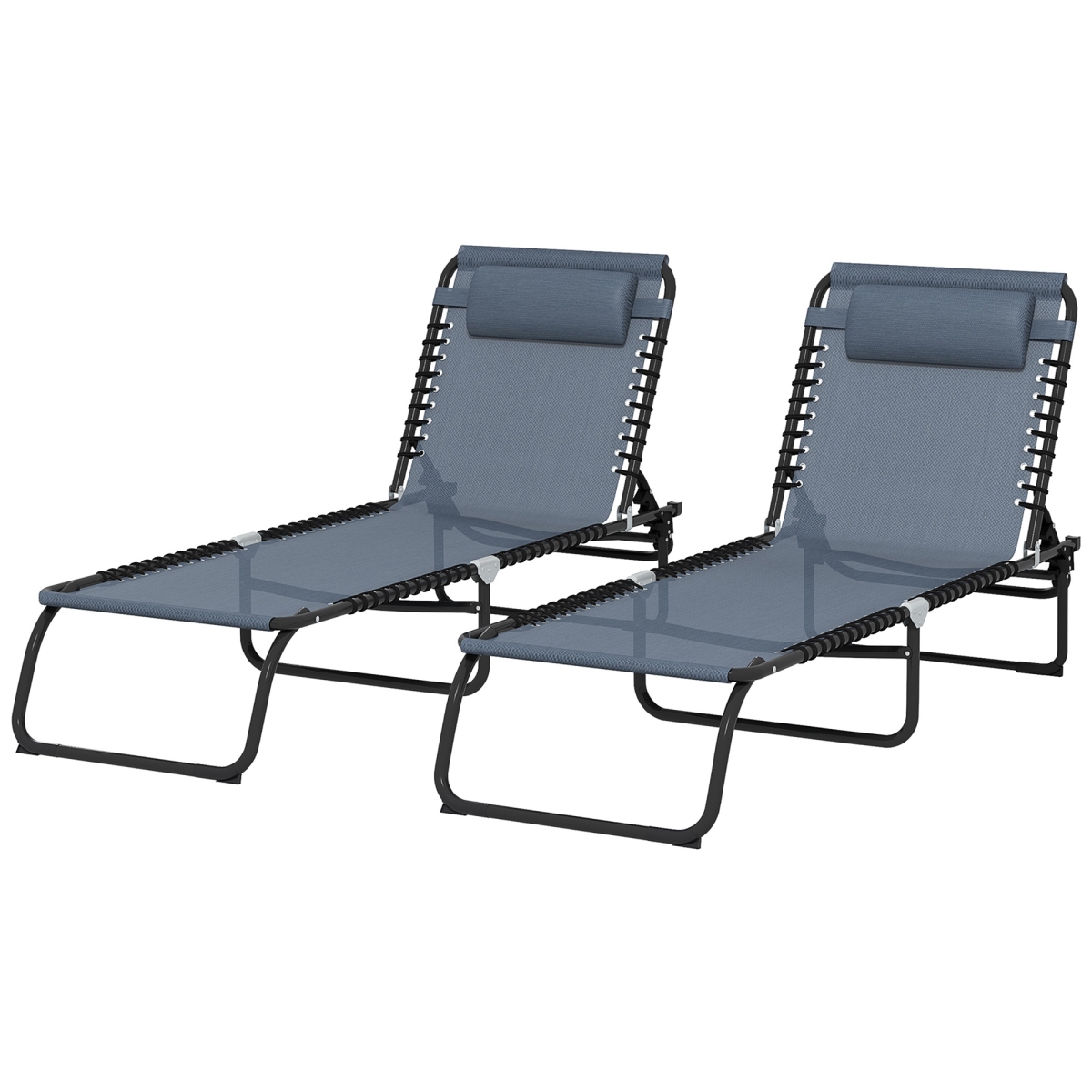 Picture of 212 Main 84B-206V04GY Outsunny 4-Position Reclining Beach Chair Chaise Lounge Folding Chair&#44; Gray - 2 Piece