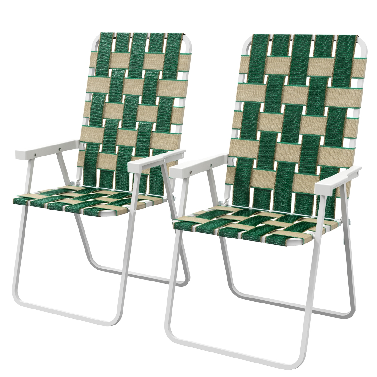 Picture of 212 Main 84G-374V00GN Outsunny Patio Folding Chairs&#44; Classic Outdoor Camping Chairs&#44; Portable Lawn Chairs with Armrests&#44; Green - Set of 2