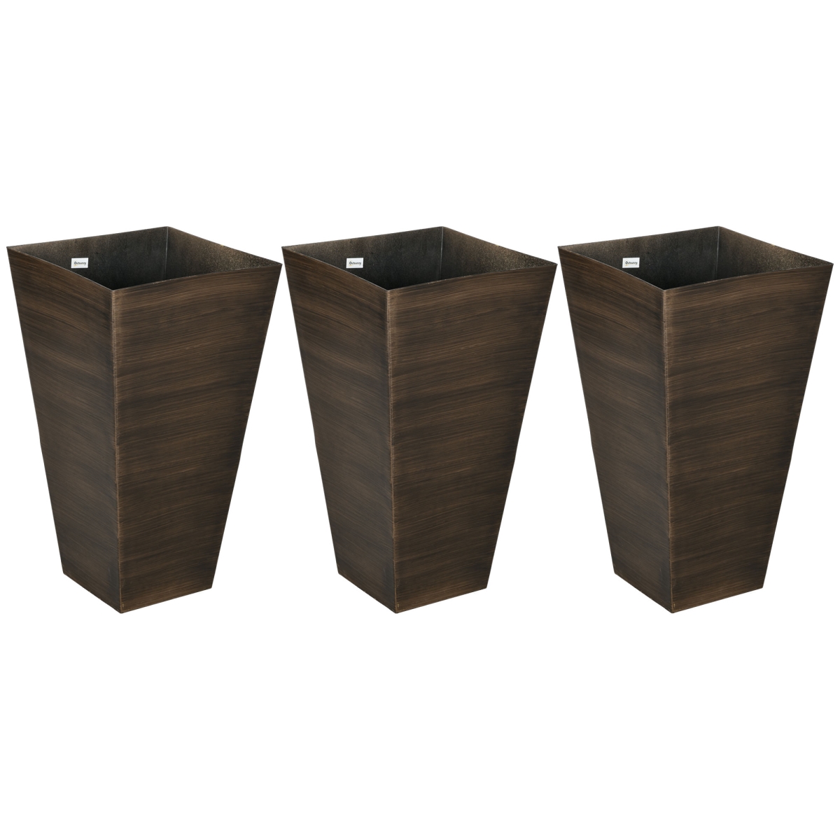 28 in. Outsunny Tall Planters, Outdoor Planter with Drainage Holes, Plastic Flower Pots for Outdoor & Indoor, Rust - Set of 3 -  212 Main, 84H-042V00TE