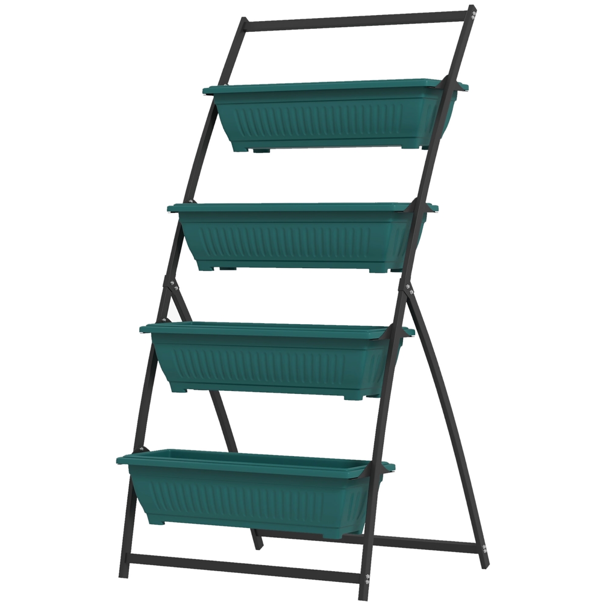 Outsunny 4-Tier Vertical Raised Garden Planter with 4 Boxes - Outdoor Plant Stand Grow Container for Vegetable & Flowers - Green