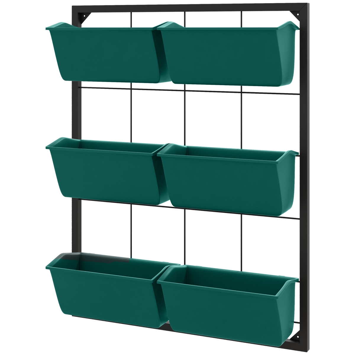 Outsunny 3-Tier Wall Planter Hanging with 6 Pots - Wall Mounted Planter Holder with Water Drainages for Flowers & Vegetable - Green