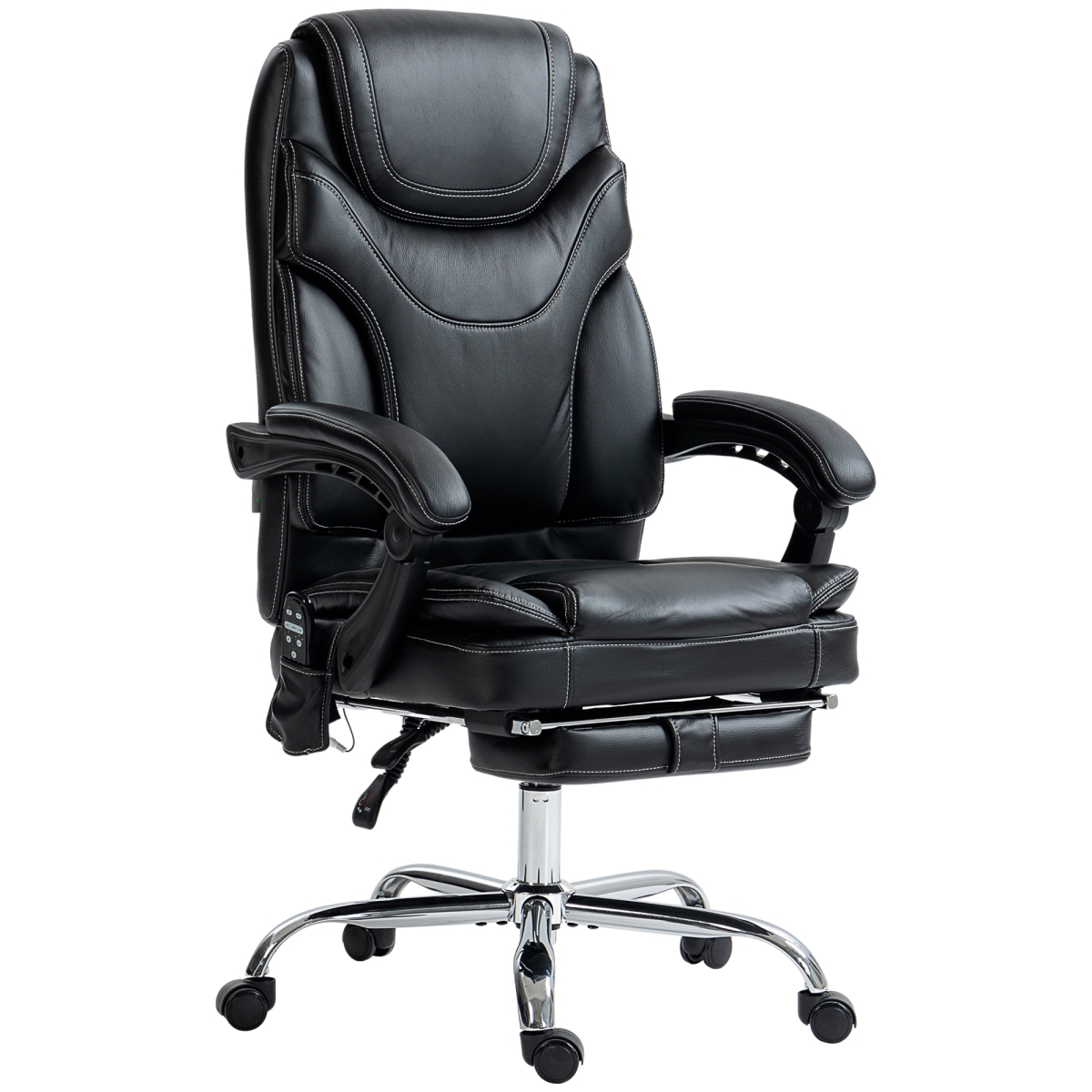 Vinsetto 6 Point Vibration Massage Office Chair & PU Leather Heated Reclining Computer Chair with Footrest, Black