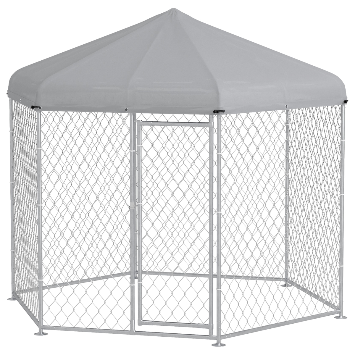 Picture of 212 Main D02-181V01SR 9.2 x 8 x 7.7 ft. PawHut Dog Kennel Outdoor for Medium & Large-Sized Dogs with Waterproof UV Resistant Roof&#44; Silver