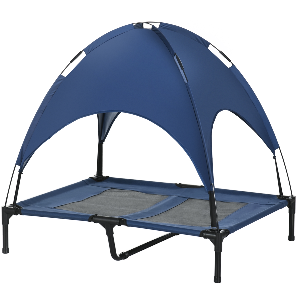 Picture of 212 Main D04-059V00DB 36 in. PawHut Elevated Portable Dog Cot Pet Bed with UV Protection Canopy Shade&#44; Dark Blue