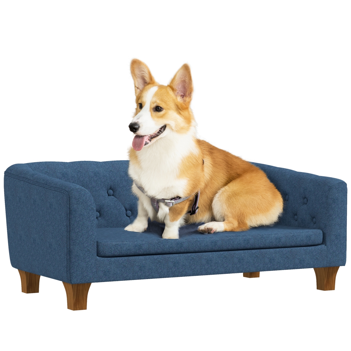 Picture of 212 Main D04-267V00DB PawHut Raised Dog Elevated Pet Sofa for Small & Medium Dogs&#44; with Removable Soft Cushion&#44; Anti-Slip Pads&#44; Simple Installation&#44; Blue