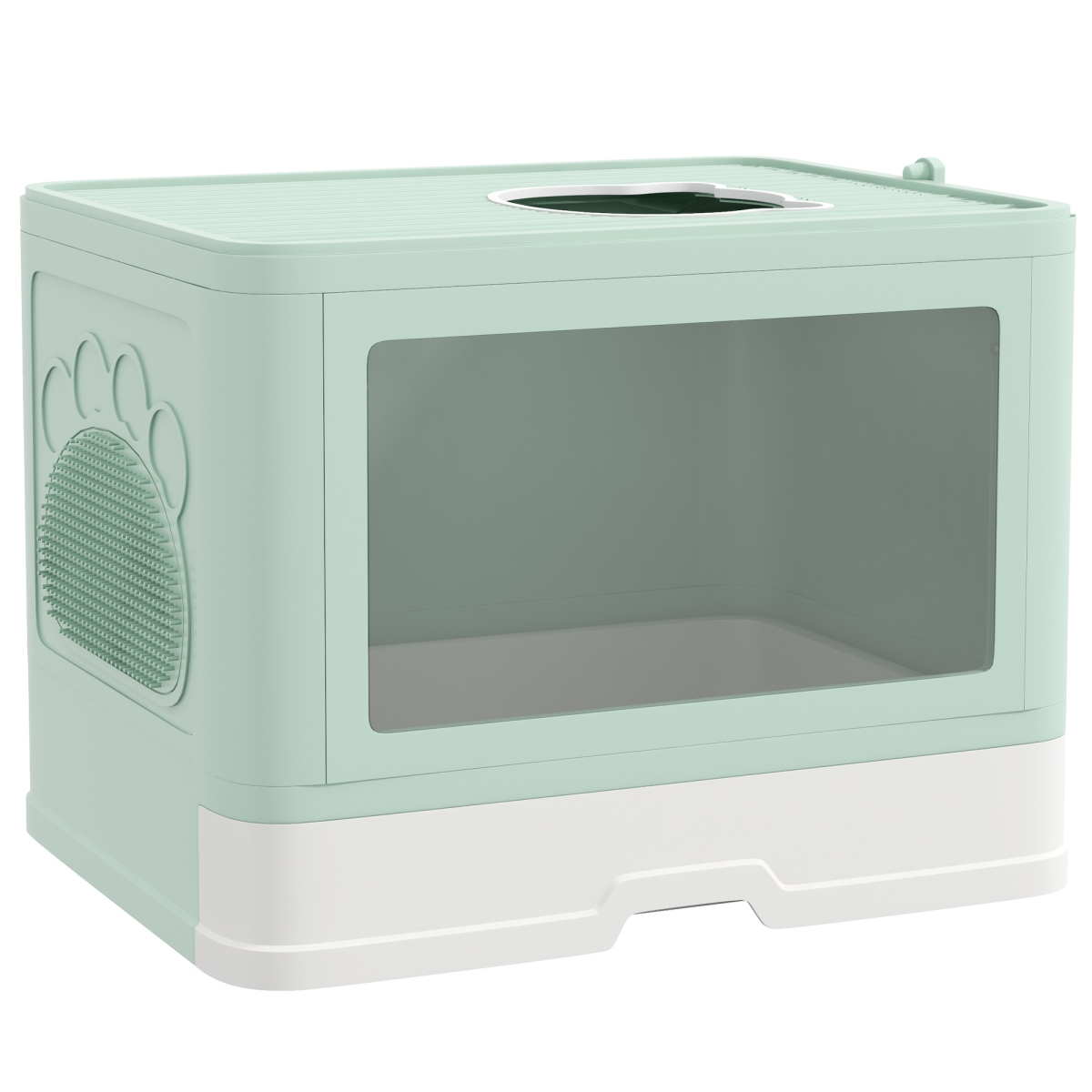 Picture of 212 Main D31-085V00GN PawHut Front Entry Top Exit Kitty Litter Box Odor Control with Scoop&#44; Pull-Out Tray & Easy to Clean&#44; Brush&#44; Green