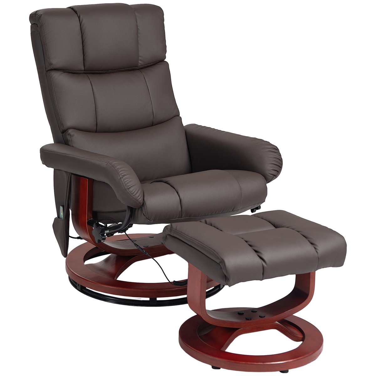 Picture of 212 Main 700-158V80BN Homcom Swivel Recliner with Ottoman Massage & Ottoman Faux Leather Reclining Chair with Remote&#44; Brown