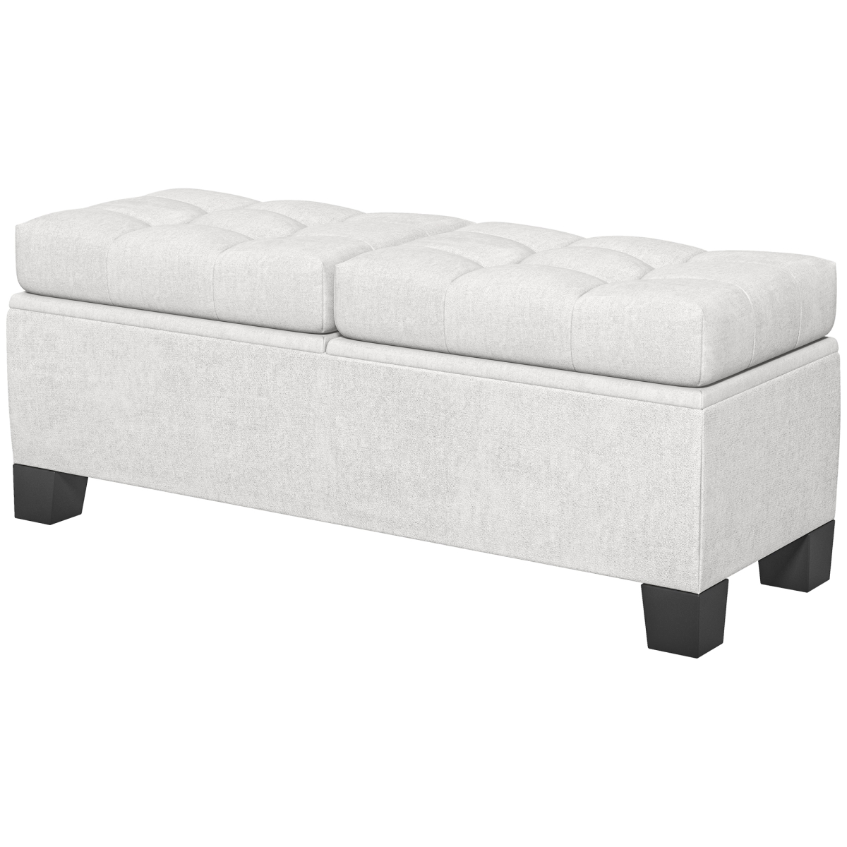 Picture of 212 Main 831-704V80CW 46 in. Homcom Storage Ottoman Bench&#44; Upholstered End of Bed Bench with Steel Frame&#44; Button Tufted Storage Bench with Safety Hinges for Living Room&#44; Cream