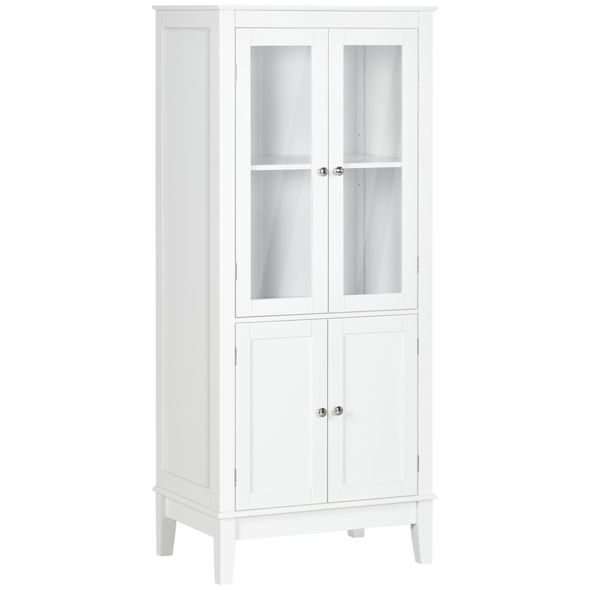 Picture of 212 Main 834-495V00WT kleankin Bathroom Floor Cabinet with 2 Storage Cabinets&#44; Tempered Glass Door & Freestanding Linen Tower with Adjustable Shelves for Living Room&#44; White