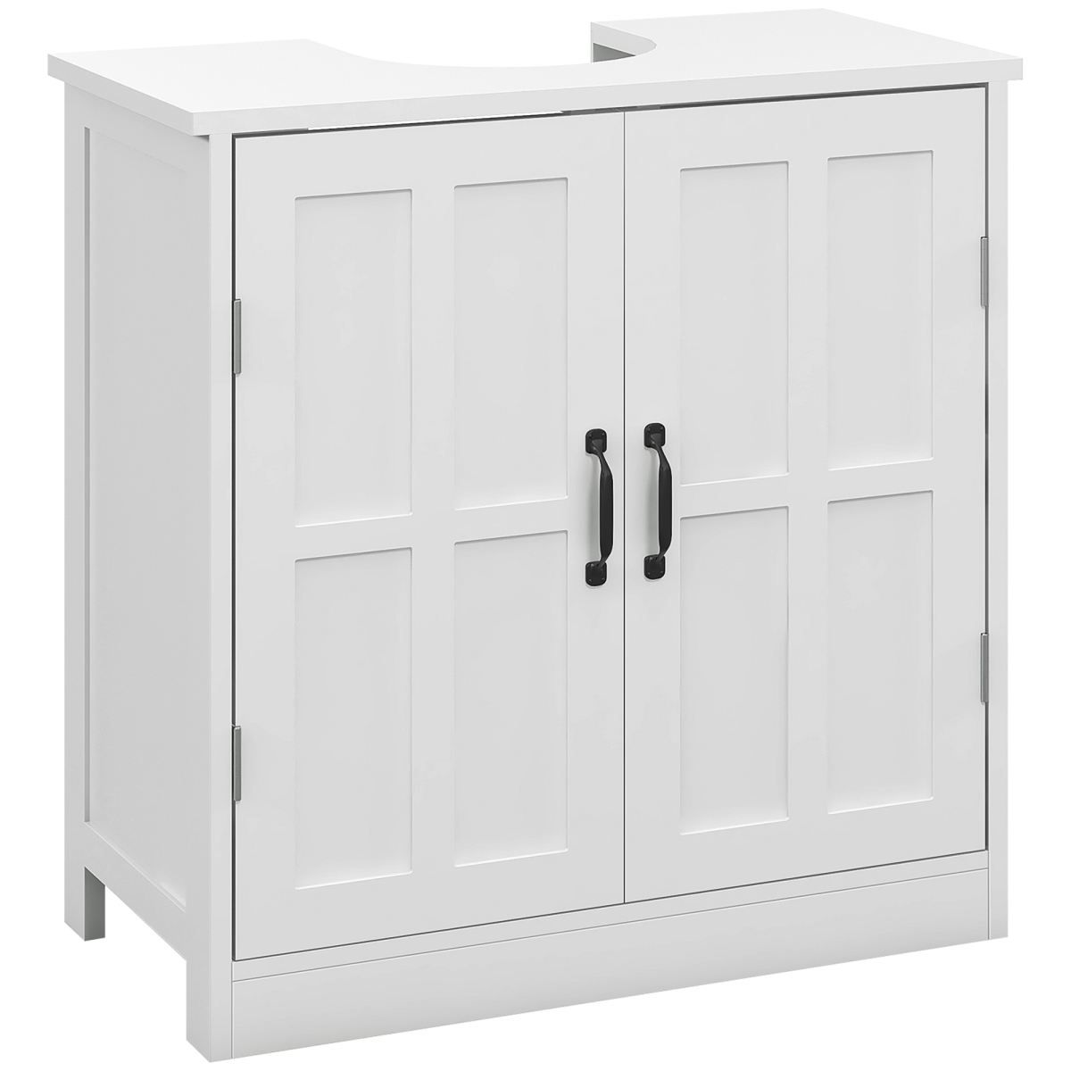 Picture of 212 Main 834-574V80WT kleankin Bathroom Sink Cabinet&#44; Pedestal Sink Cabinet with Double Doors & Adjustable Shelf&#44; White