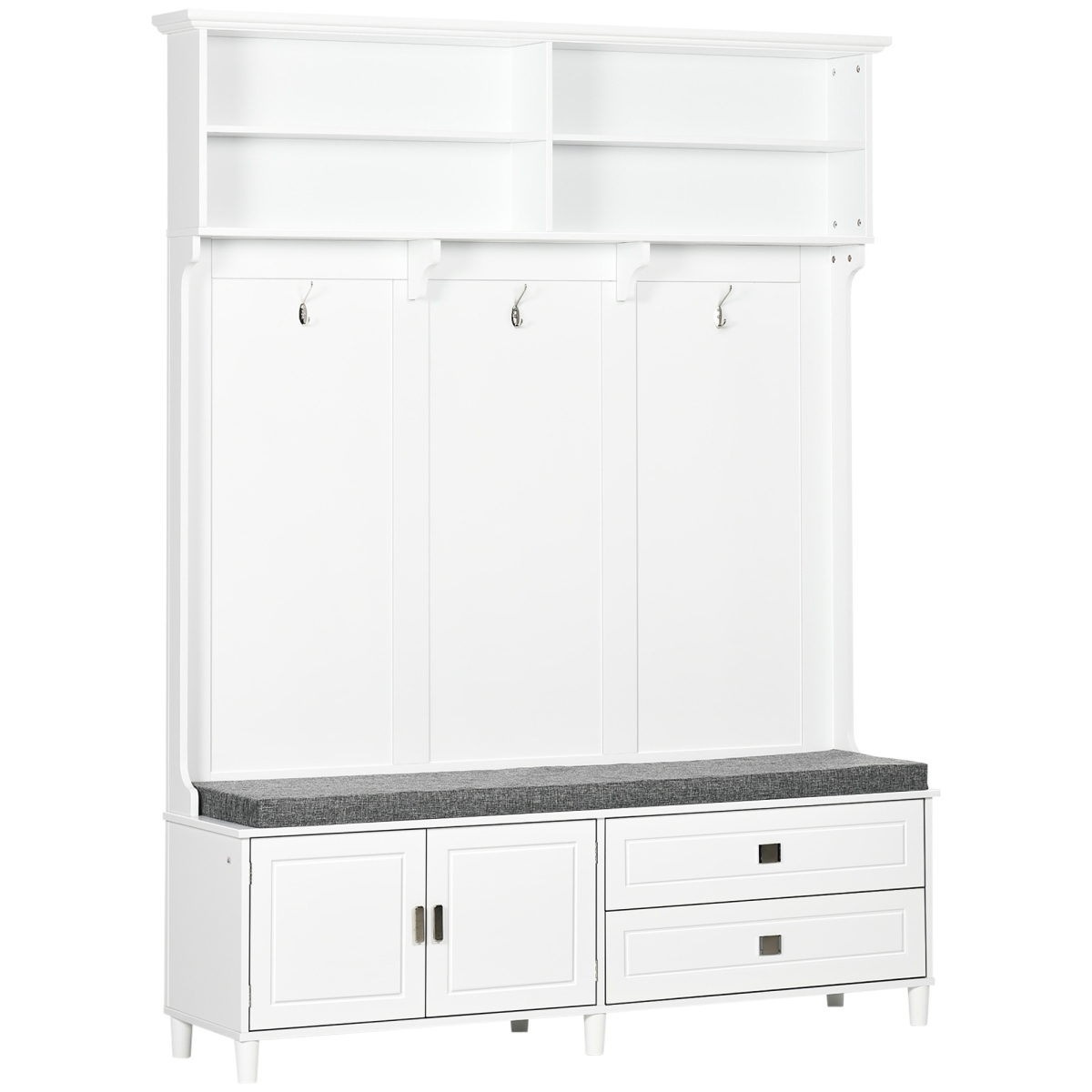 Picture of 212 Main 837-253WT Homcom Hall Tree with Storage Bench&#44; Entryway Bench with Coat Rack&#44; Accent Coat Tree with Storage Shelves&#44; Cabinet & Drawers for Hallway&#44; White