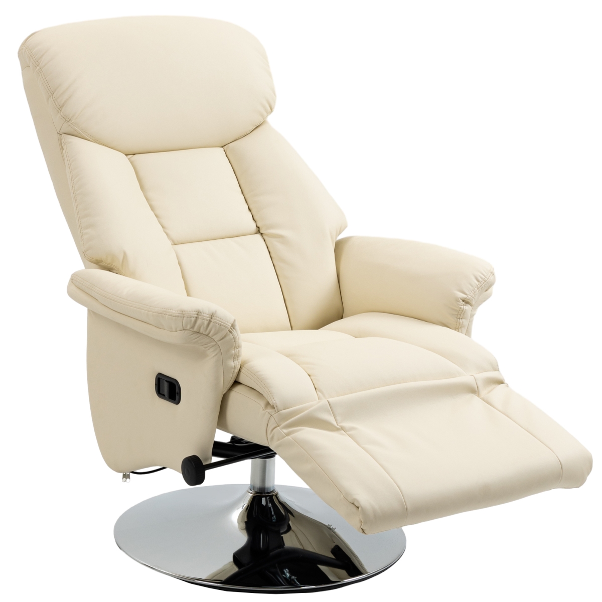 Picture of 212 Main 839-848V80CW Homcom Swivel Adjustable PU Leather Upholstered Recliner Chair with Footrest&#44; Padded Arms & Steel Base&#44; Cream & White