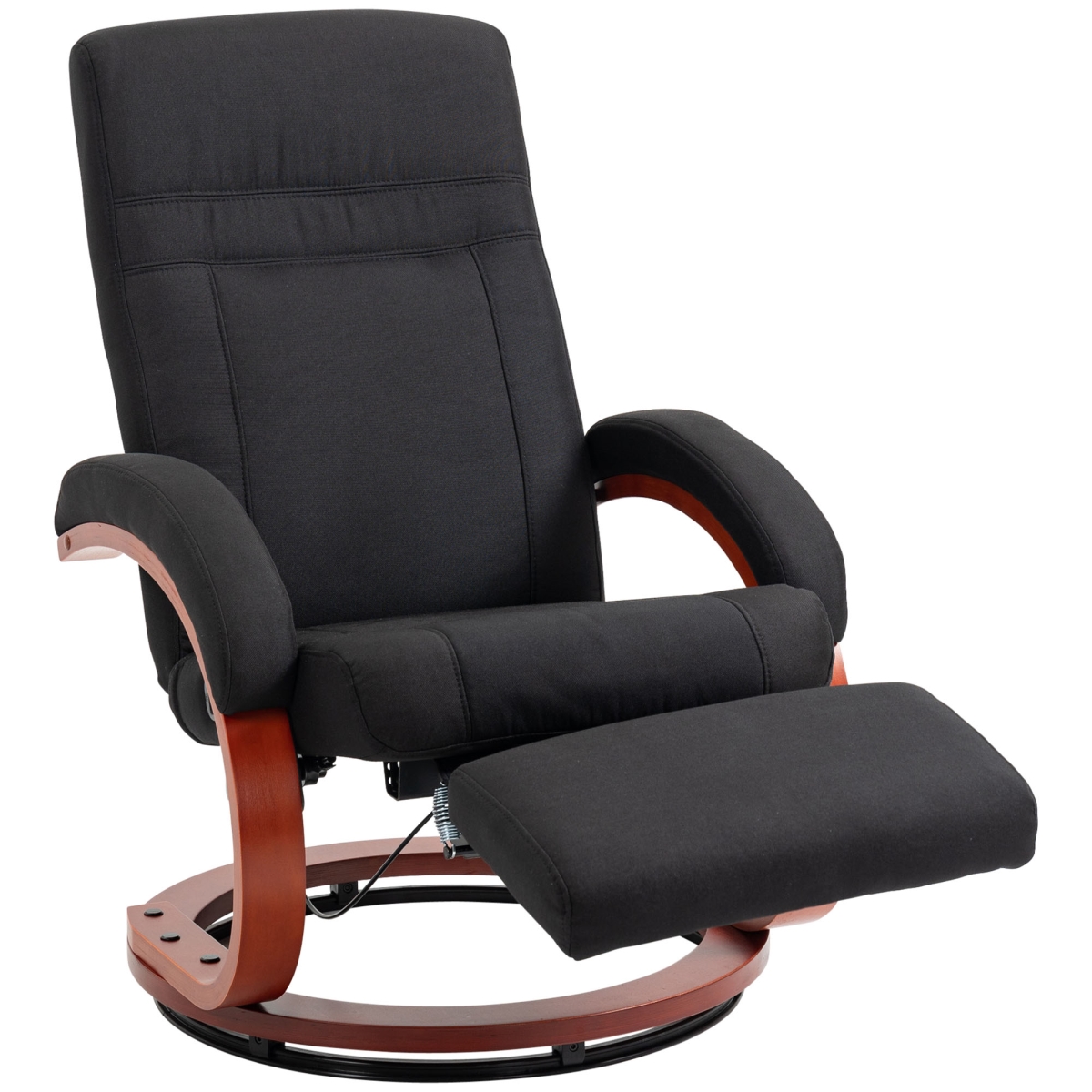 Picture of 212 Main 839-849V80BK Homcom Manual Recliner Chair for Adults&#44; Adjustable Swivel Recliner Chair with Footrest&#44; Padded Arms & Wood Base for Living Room&#44; Black